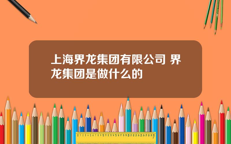 上海界龙集团有限公司 界龙集团是做什么的